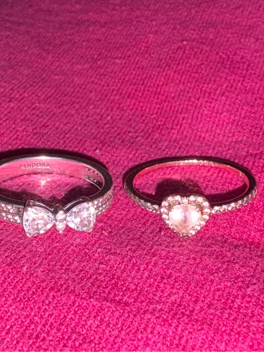 Pandora Silver Stackable Rings with Pink Stones